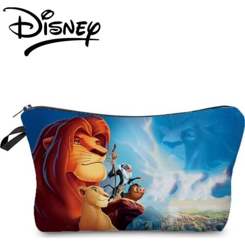 Disney The Lion King Printing Cosmetic Bags Animation Mini Storage Bag Blue High Quality Cartoon Women Makeup Bag Custom Pattern