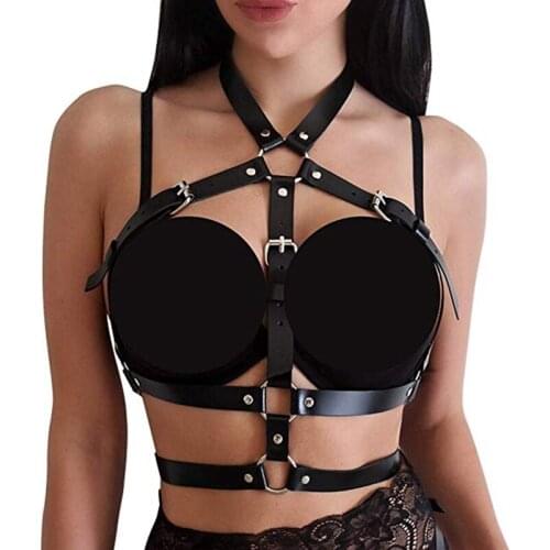 Leather Body Harness Underwear Women Sexy Crop Top Chest Cross Straps Adjustable Size Bra Fashion Punk Female Garter Accessories