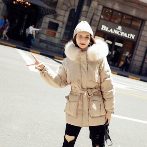 Winter new style short hooded warm white duck down jacket lady slim popular waist female coats fashion thickened women jackets