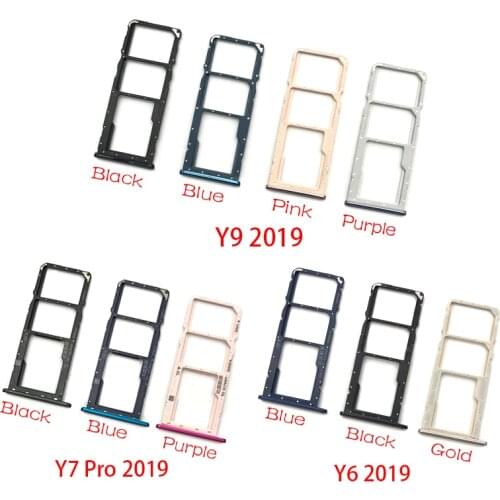 50pcs/lot SIM Card Tray Slot Holder Replacement Part For Huawei Y6 Y9 Y7 Pro 2019