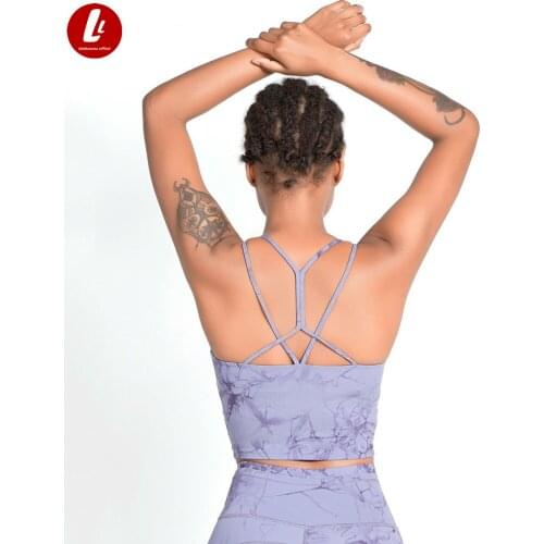 LULUBANANA TIE DYE Strappy Workout Fitness Gym Bras Women Naked Feel Padded Yoga Training Sports Bras Top Athletic Brassiere