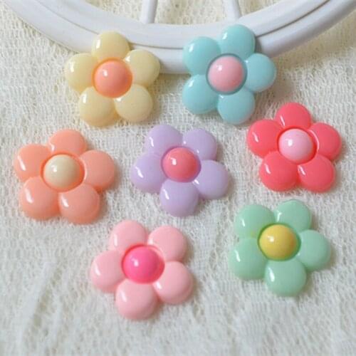Set of 100pcs Flatback multicolor Resin sun flower Cabochons 20mm DIY, scrapbook, hair bow, flower centers, cell phone-SZ0630