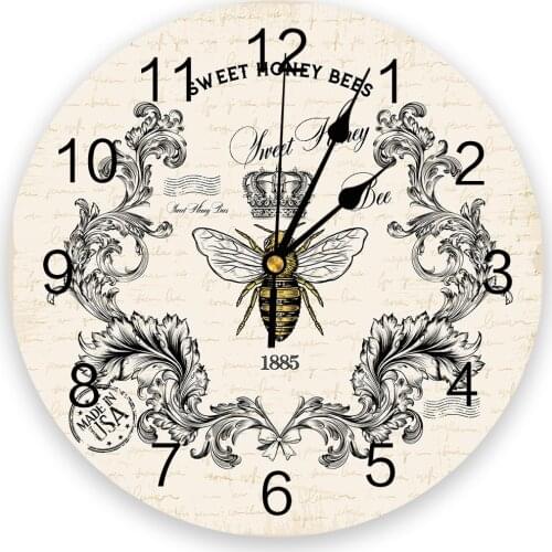 Retro Bee Crown Wall Clock Art Ornament Restaurant Cafe Shop Circle Wall Clocks Modern Design Home Decor