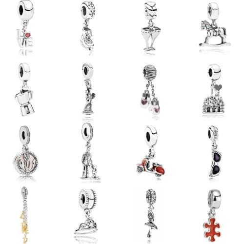 NEW 2021 100% 925 Sterling Silver Blackjack Electric Car Sunglasses Charm Pendant Fit DIY Original Bracelet Fshion Jewelry Gift