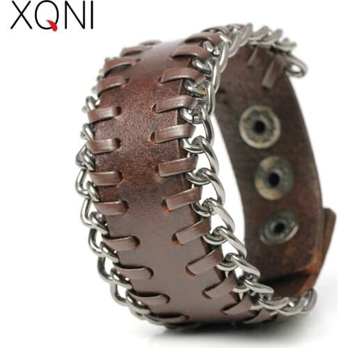 2017 New Fashion Genuine Leather Bandage Wrap Mens Bracelets Popular Knight Courage Vintage Black Charm Bracelets