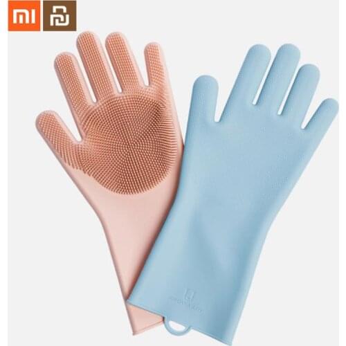 New xiaomi mijia magic silicone cleaning gloves insulation non-slip smart easy to foam double-sided wear gloves for smart home