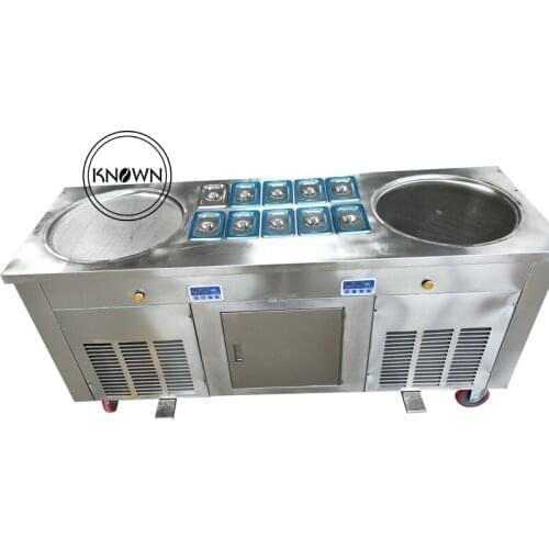 New design 2 round pan fried ice cream machine 10 mini roll ice cream machine fried for sale
