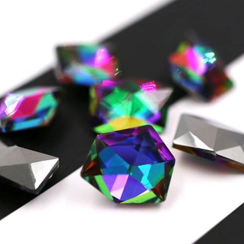 New pointback glue on glass rhinestones K9 high quality Ice shape Rainbow crysyal rhinestones diy wedding decoration Accessories