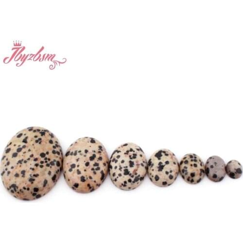 Oval Dalmatian Beads CAB Cabochon Flatback Dome Undrilled Natural Stone Beads For DIY Pandandt Earring Ring Jewelry Making 5pc