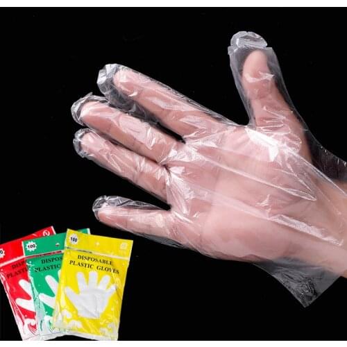 50/100pcs Food Plastic Gloves Transparent Disposable Gloves For Restaurant Fruit Vegetable Gloves Kitchen Accessories