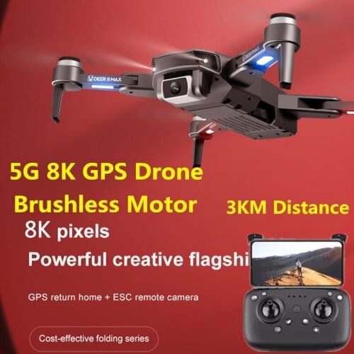 Professional Drone With 8K Dual HD Camera 5G GPS Brushless Motor Foldable Quadcopter Distance 3KM Rc Helicopter With 3pc Battery