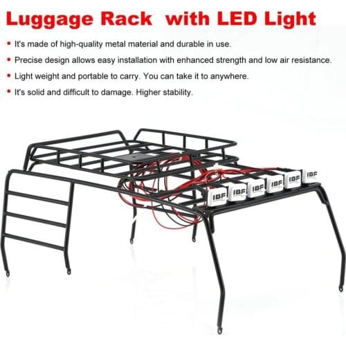 RC Roof Rack Roof Holder Protective Rack Luggage With 6 Multi-function LED Light For JEEP Roof Rack For Crawler For Wrangler