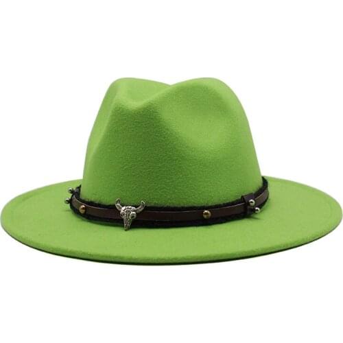 Seioum Jazz Caps Wool Felt Fedora Hat With Wide Brim Women Men Wool Winter Autumn Comfortable Solid Color Caps