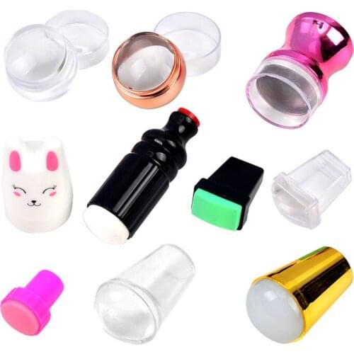 Silicone Nail Stamper Scraper Set Metallic Handle Nail Art Stamp for Stamping Polish Print Manicure Image Plate Tool