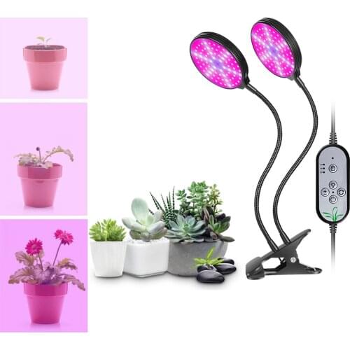 Timer 4/8/12H 5 Dimmable Levels 3 Switch Modes Adjustable Plant Grow Light Full Spectrum for Indoor Gooseneck with Desk Clip