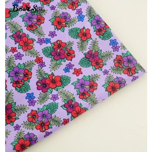 Booksew 100% Cotton Poplin Fabric Flower Design Tissue Tecido Purple Soft Quilting Home Textile For Dress Clothing Craft Tildas