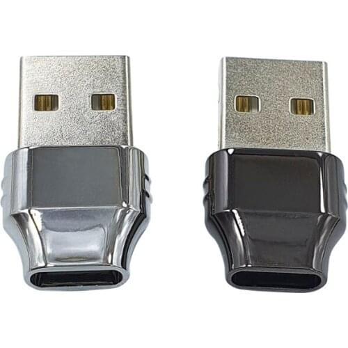 TYPEC Female to A Male 2.0 2 PCS Zinc Alloy Shell Safe USB Adapter-Gray/ Silver Fast Transmission USB Adapter T21A
