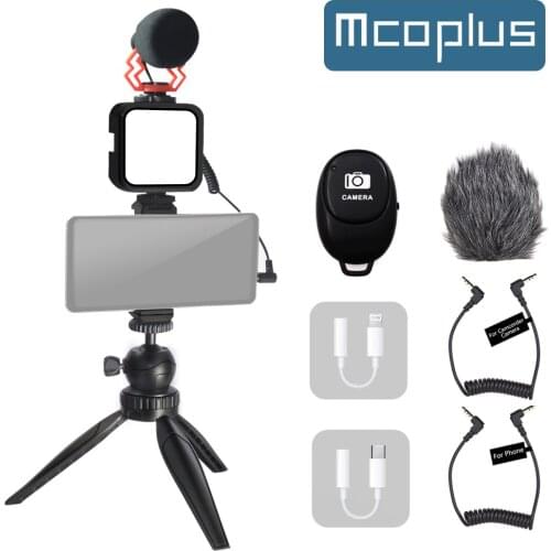 Mcoplus Extend Tripod Dimmable LED Video Light Vlog Tripod Kit Youtube Live Conference Light Kit