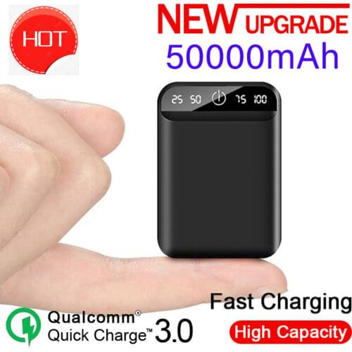 30000mAh Mini Power Bank Portable Mobile Phone Fast Charger Digital Display USB Charging External Battery Pack for Android