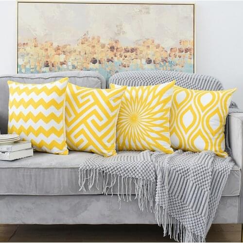 Yellow Geometric Pattern Decorative Cushions Pillowcase Polyester Cushion Cover Throw Pillow Sofa Decoration Pillowcover 40827