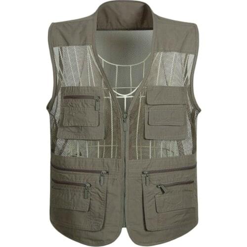Summer mens military style vest outdoor professional camera fishing multi-pocket mesh quick-drying waistcoat sleeveless jacket