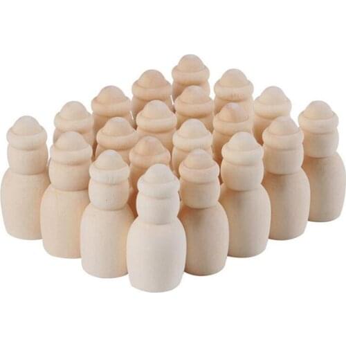 20pcs 17*35mm Creative Blank Wooden Figurines Peg Dolls Unpainted Unfinished DIY Wedding Home Decor Kids Hand-made Gift