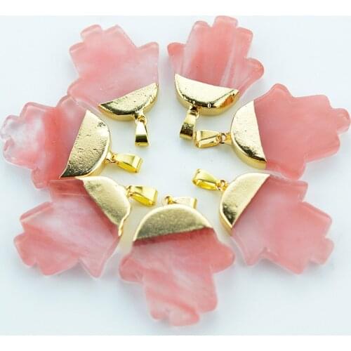 2019 Cute Hamsa Hand pink quartz Crystal Pendant Natural Druzy Buddha Fatima Hand pendant For diy Women Necklace making