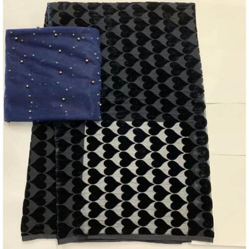 2020 Fashion high quality 5 yards printed velvet silk fabric matching 2 yards Swiss voile lace fabric for women dress! LXF99232