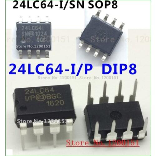 10pcs/lot 24LC64 24LC64-I/SN SOP8 24LC64-I/P DIP-8