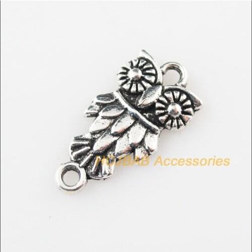 25Pcs Tibetan Silver Color Animal Owl Charms Pendants Connectors 11x21.5mm