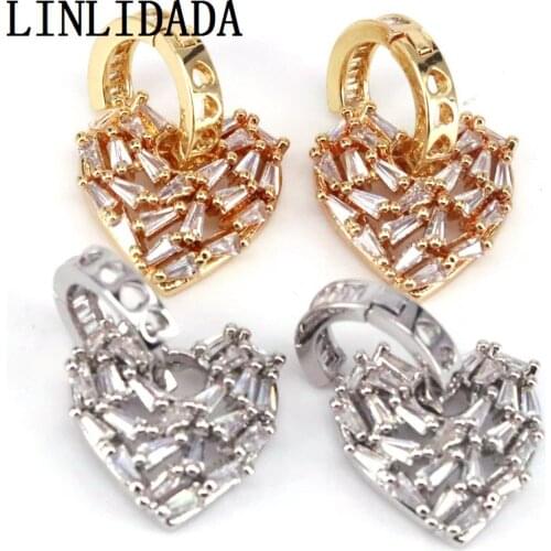 3Pairs Fashion Gold White Stone Heart Earrings For Women Small Drop Earrings CZ Pave Cubic Zirconia Luxury Jewelry Gift