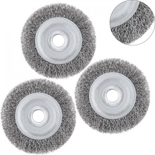 3pcs/lot 100mm Diameter Stainless Steel Wire Polishing Brush Wheels Set with Parallel Shape and 16mm Hole for Polished Derusting