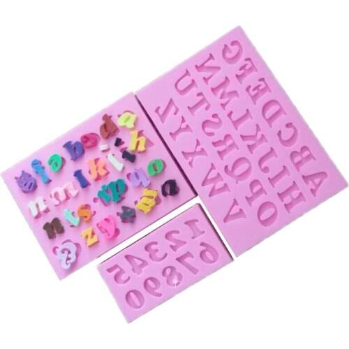 3PCS 3D Letters Digital Shaped Silicone Fondant Cake Decoration Moulds Chocolate Baking Tools