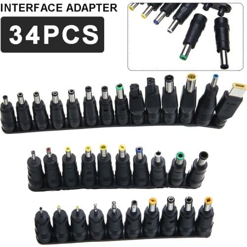 34 Tips Power Supply Adapter Head Universal AC DC Power Supply Charger Plug Jack Kit For Laptop Lenovo Dell Charger Converter