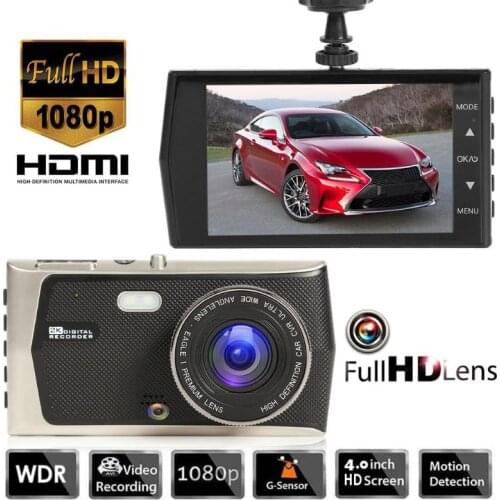 4 Inches Touch Screen Rearview Mirror Dash Cam 1296P Car DVR Stream Media Dash Cameras Front And Rear Car Camera Recorder