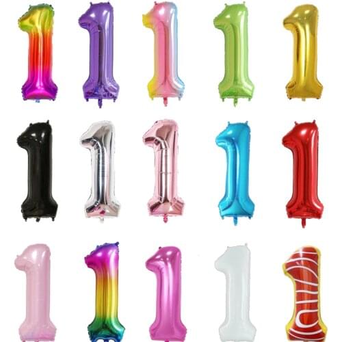 40inch white gold rose gold aluminum film digital balloons for boys and girls 1 year old birthday party decoration baby shower