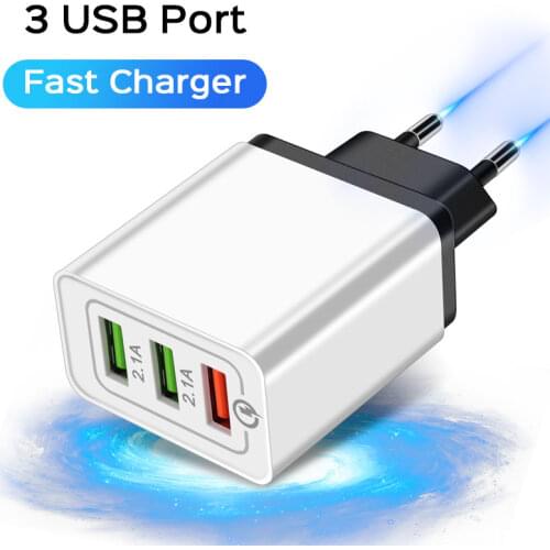 Quick Charger 3.0 USB Charger For iPhone X 8 7 EU Plug 3 usb Port Fast Charging USB Wall Charger For Samsung Xiaomi Mobile Phone