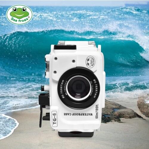 For Olympus TG6 Case 60M/195ft TG6 Underwater Diving Camera Housing Waterproof Case With Dual Fiber-Optic ports