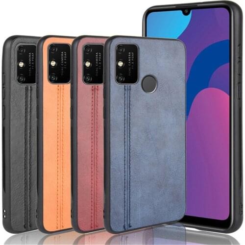 For Huawei Honor 9A Case Luxury Calfskin PU Leather lines Hard Back Cover Case For Huawei Honor Play 9A Honor9A Phone Case