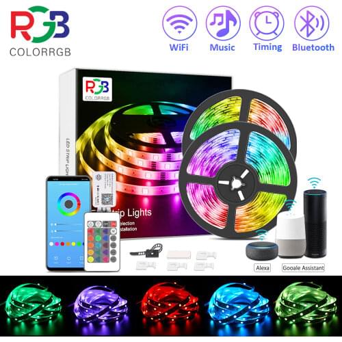 ColorRGB, Smart WiFi LED Strip Lights, Works with Alexa, Google Home , 12v 5050 LED light strip for bedroom