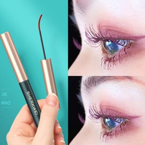 Colorful Mascara Waterproof Slim Curling Non-smudge Long Lasting Sweat Proof Bendable Small Brush Head Purple Black Mascara