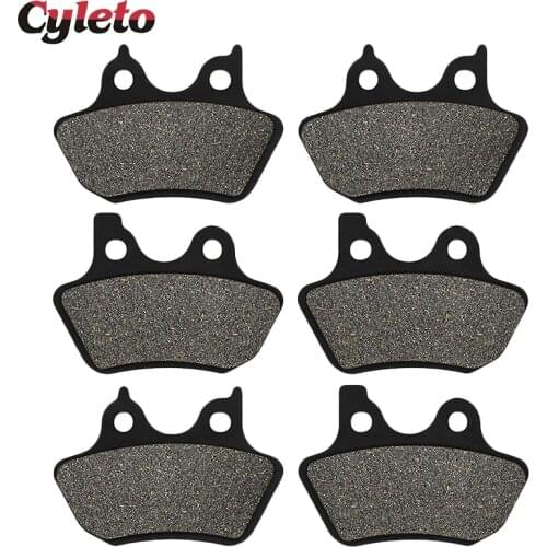 Cyleto Motorcycle Front Rear Brake Pad For Harley Touring Electra Road King Street Glide FLHR FLHT FLHX FLHTCU V-Rod VRSCA VRSCB