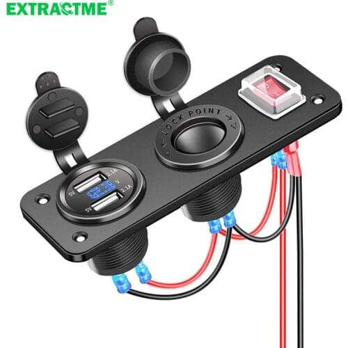 Dual USB Socket Charger Car Cigarette Lighter Socket 12V 4.2A Fast Phone Charging USB 12V Digital Voltmeter USB Charger