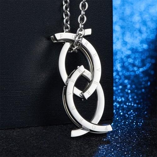Hot Sale Stainless Steel Silver Color Circle Deformable Shape Pendant Necklace Charm Chain Necklaces Men Jewelry Fashion Jewelry