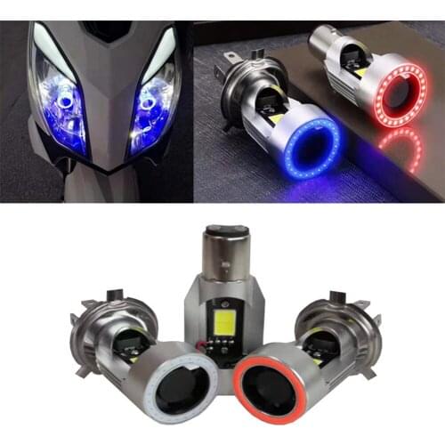 H4 LED Moto H6 BA20D HS1 Led Motorcycle Headlight Bulbs MOTO Scooter Bike Fog lights Blue/Pink Angel Eye HeadLamp Accessories