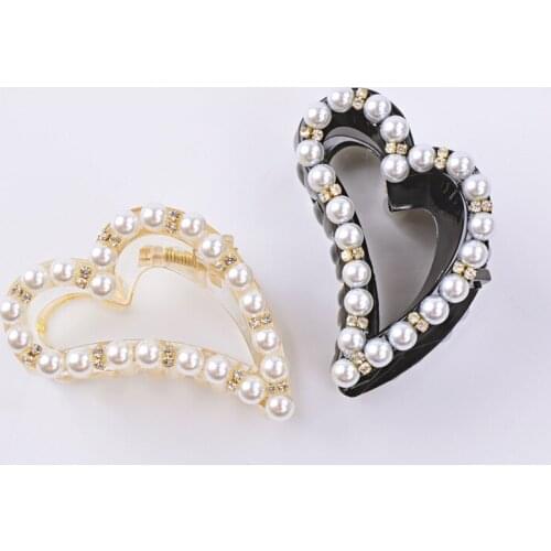 Crystal Rhinestone Pearl Hairpins Hair Clip Pearl Hair Crab Plastic Hair Claws For Women Clamp Resin Headwear Accessories