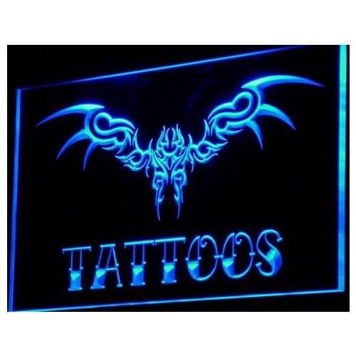 I834 Tattoos Wing Art Display Bar LED Neon Light Light Signs On/Off Switch 20+ Colors 5 Sizes