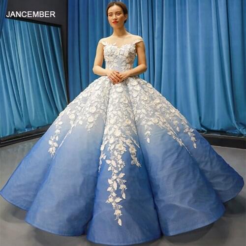 J66698 jancember elegant formal dress o-neck ball gown strapless appliques prom dress designer 2019 бальные платья на подростков