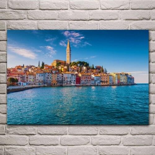 Croatia Istria building The Adriatic sea coast Rovinj nature living room home wall art decor wood frame fabric poster MM510