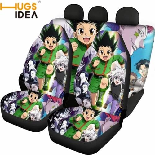 Anime Car Seat Cover Sets for Men Full Set Car Interior Seats Protector Hunte-X-Hunter Print Automobile Front Rear Seats Covers